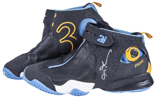2007 Allen Iverson Game Used & Signed Pair of Denver Nuggets Reebok "Answer X" Sneakers (Iverson Authentication & JSA)